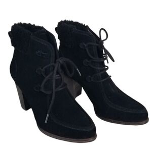 UGG Black Suede Analise High Heel Lace Up Ankle Boots Size 9